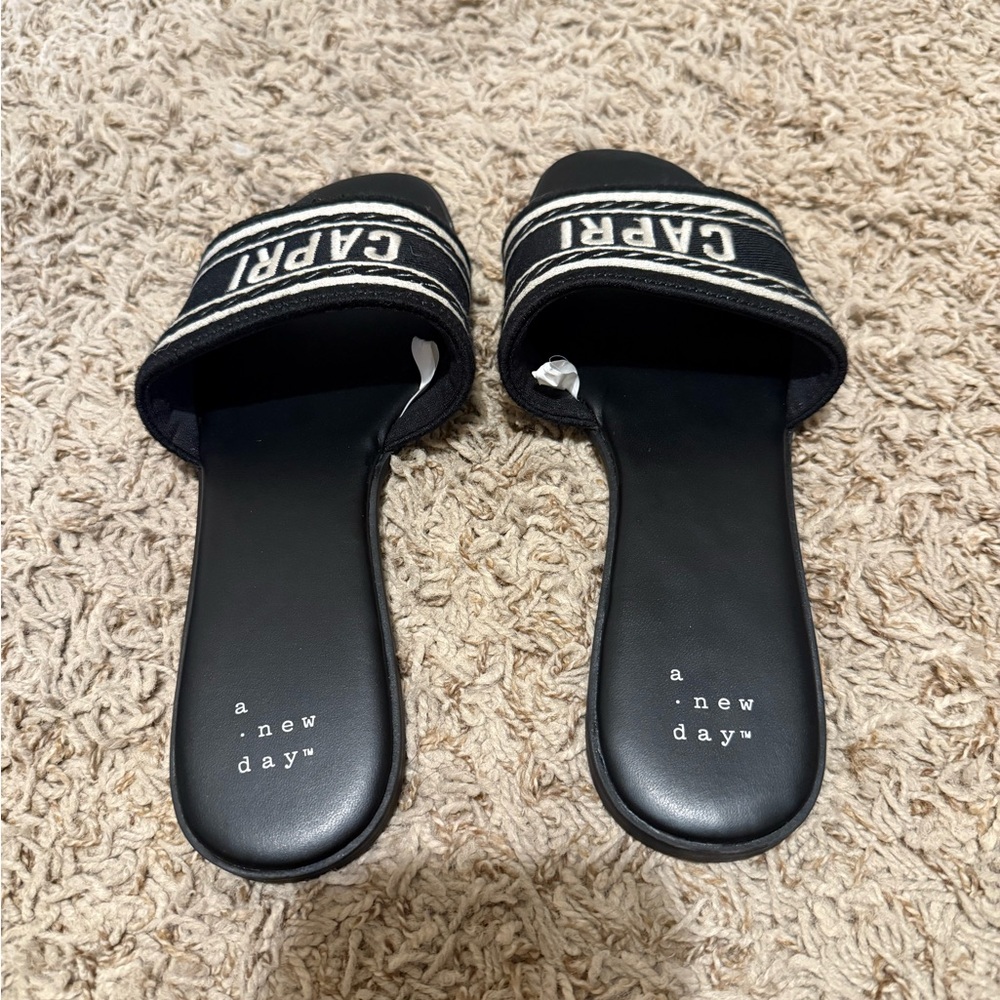 A New Day Black Slide Sandals